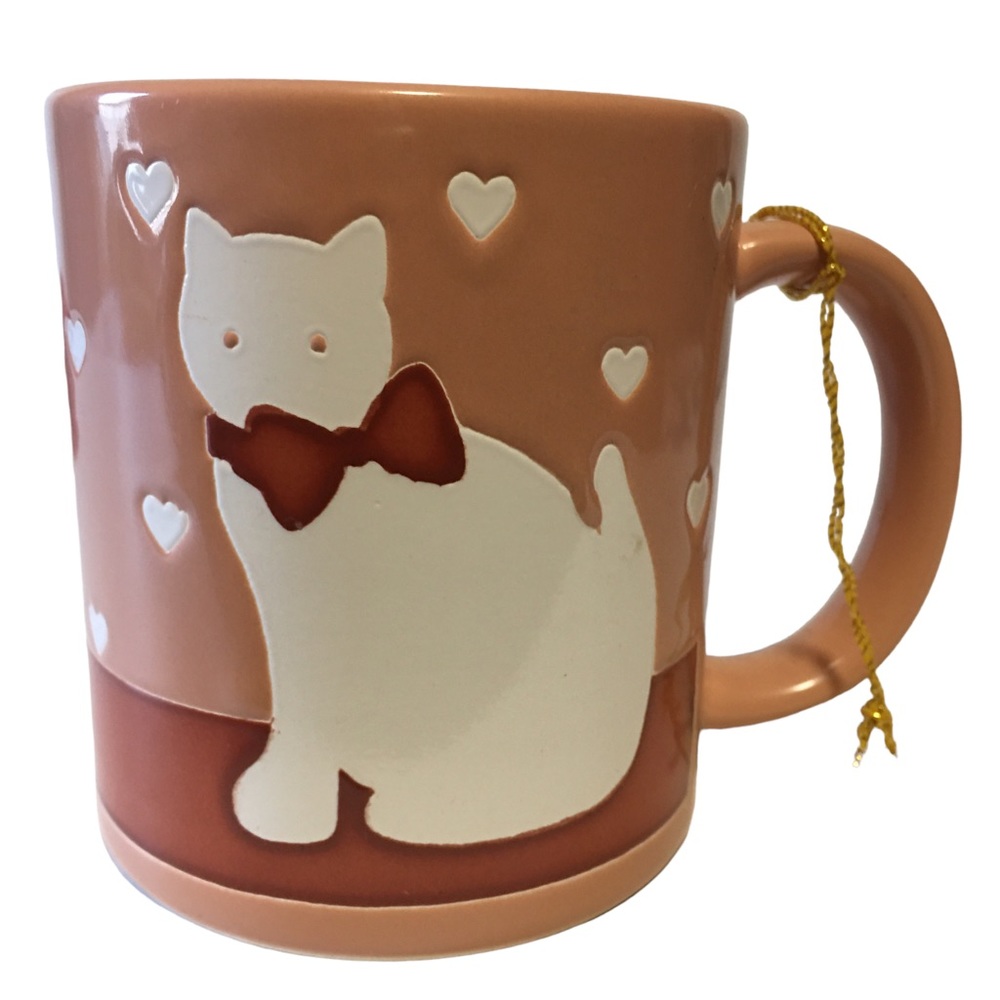 Cat & Hearts Cup Mug Simple Pleasures Designers Collection 41864 Japan NWT